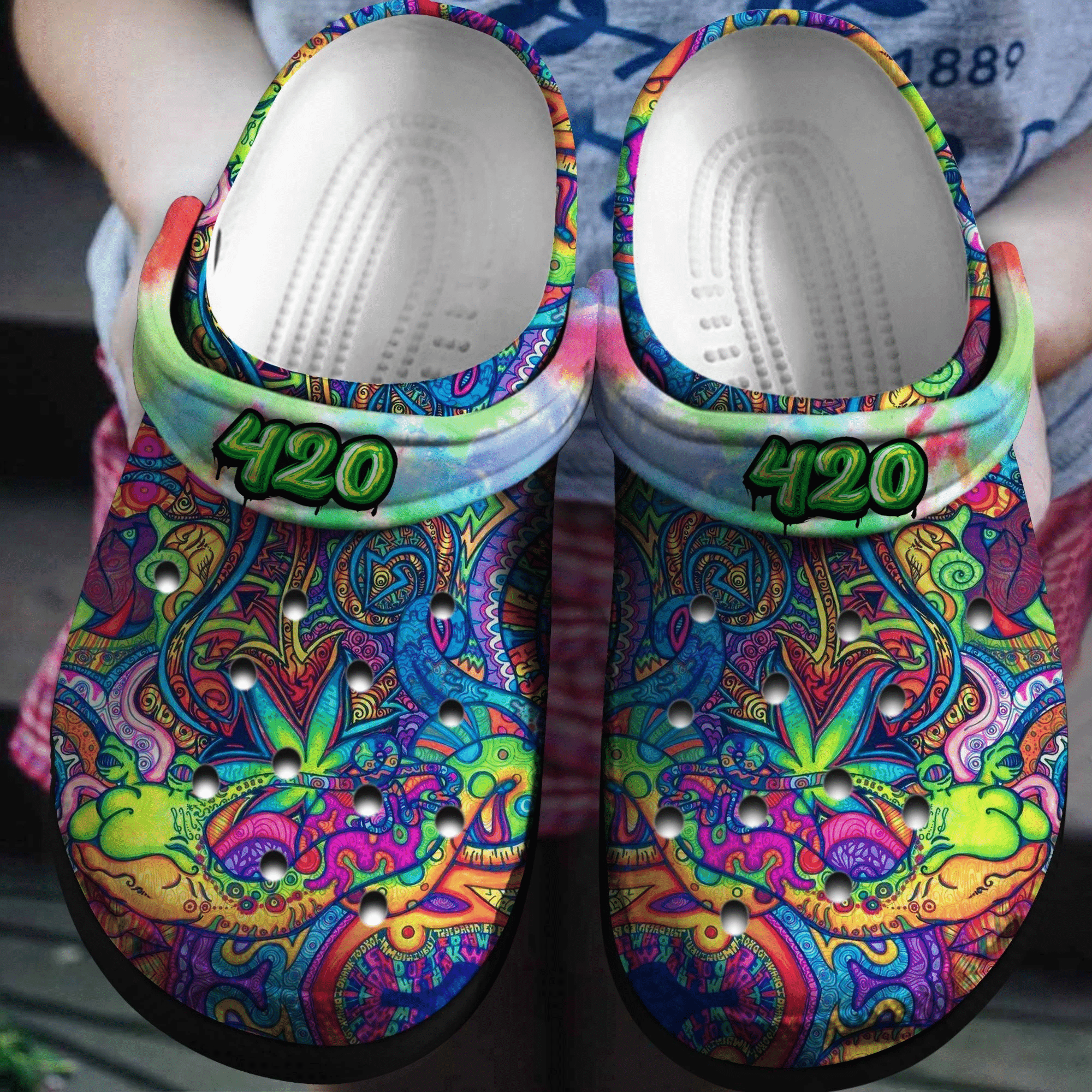 Colorful Hippie Pattern Crocs Shoes   Hippie Art Crocs Crocbland Clog Birthday Gift For Man Woman Boy Girl