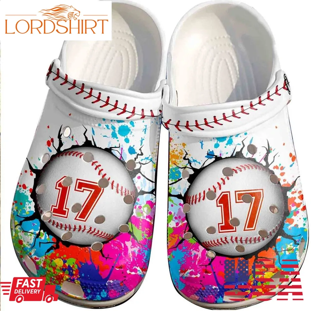 Colorful Paint Balls Crocs Shoes For Batter   Funny Baseball Shoes For Men Women