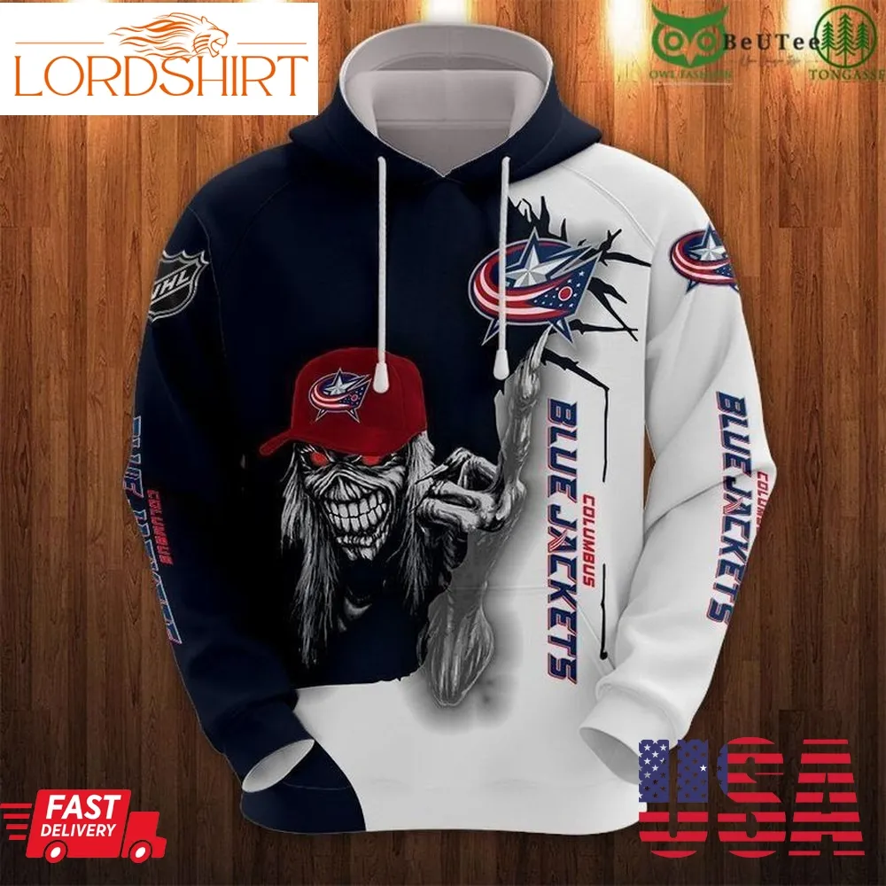 Columbus Blue Jacket Skull Logo Nhl 3D Hoodie Sweatshirt Jacket