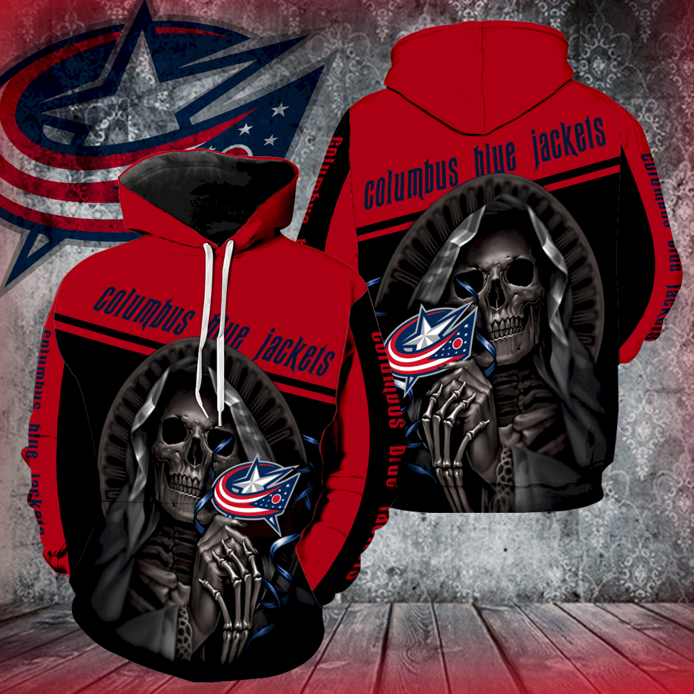 Columbus Blue Jackets Skull New All Over Print V1245 Hoodie