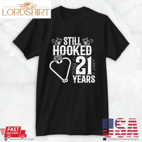 Cool Fishing Shirt, Married 21 Years Fishing Couple 21St Wedding Anniversary