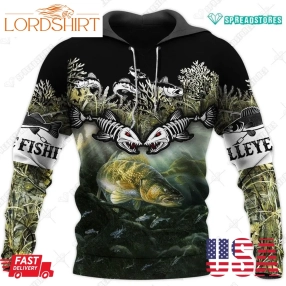 Cool Walleye Fishing 3D Full Printing Hoodies Zip Hoodie Sweatshirt Tank Top T Shirt