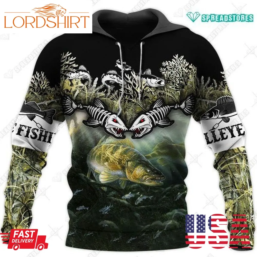 Cool Walleye Fishing 3D Hoodie All Over Printed Hoodie