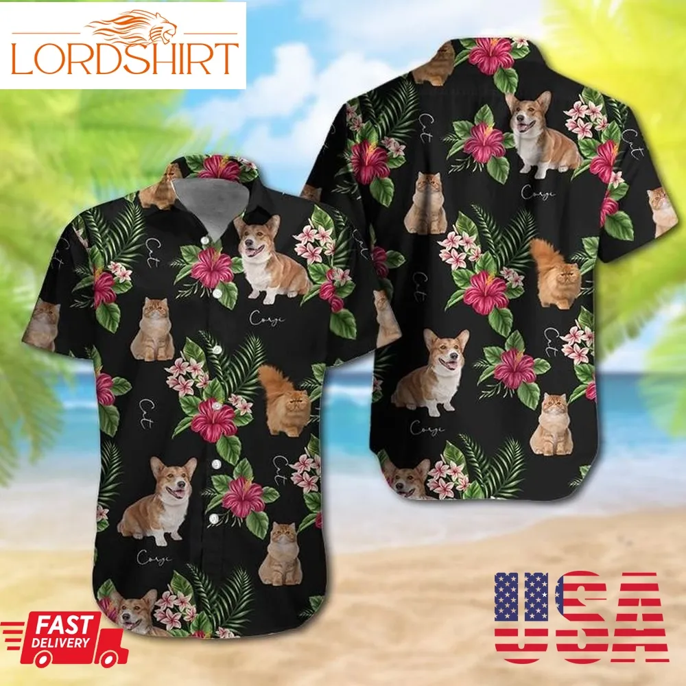 Corgi Orange Cat Hawaiian Shirt 0144 T2nvm0011