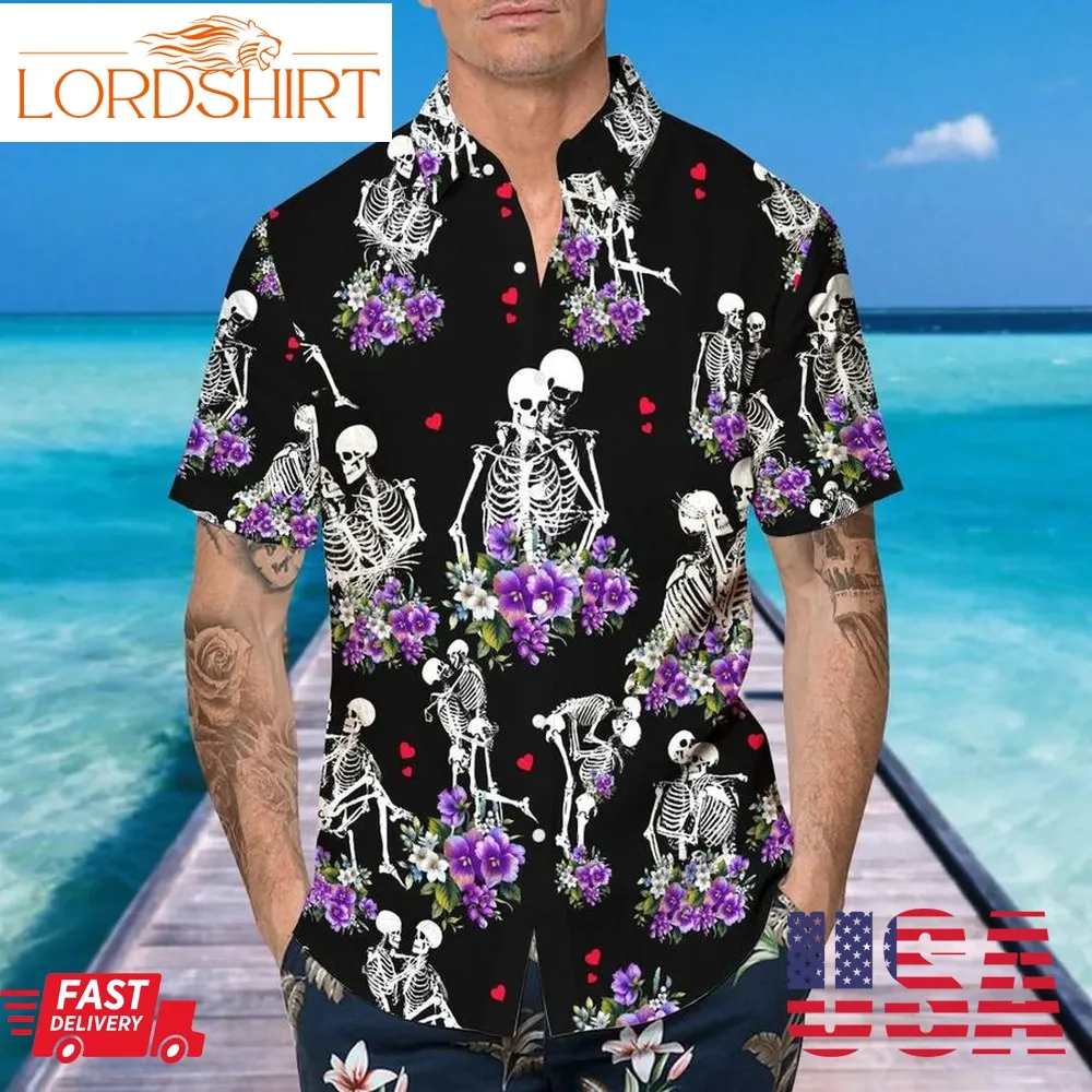 Couple Love Skull Hawaiian Shirt, This Trends Summer Beach Shirt For Men Women