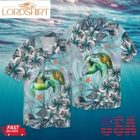 Couple Turtle For Men And Women Graphic Print Short Sleeve Hawaiian Casual Shirt Y97