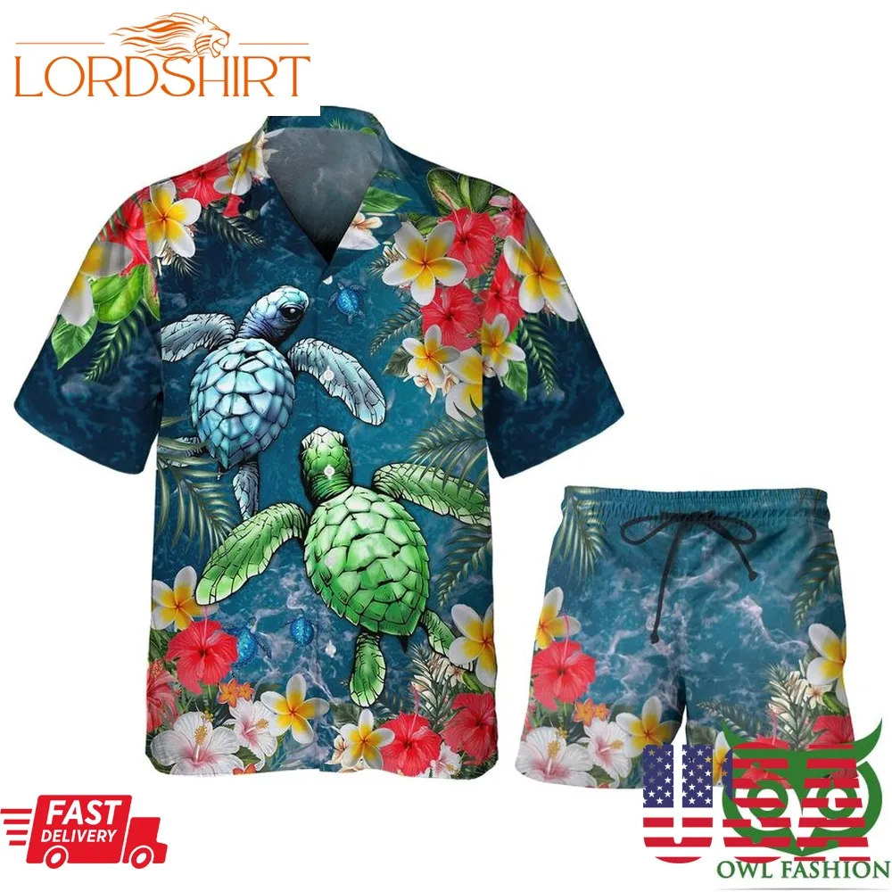 Couple Turtle  Ocean 3D Hawaiian Men's Shirt