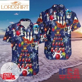 Cover Your Body With Amazing Bowling Merry Christmas Blue Hawaiian Aloha Shirts