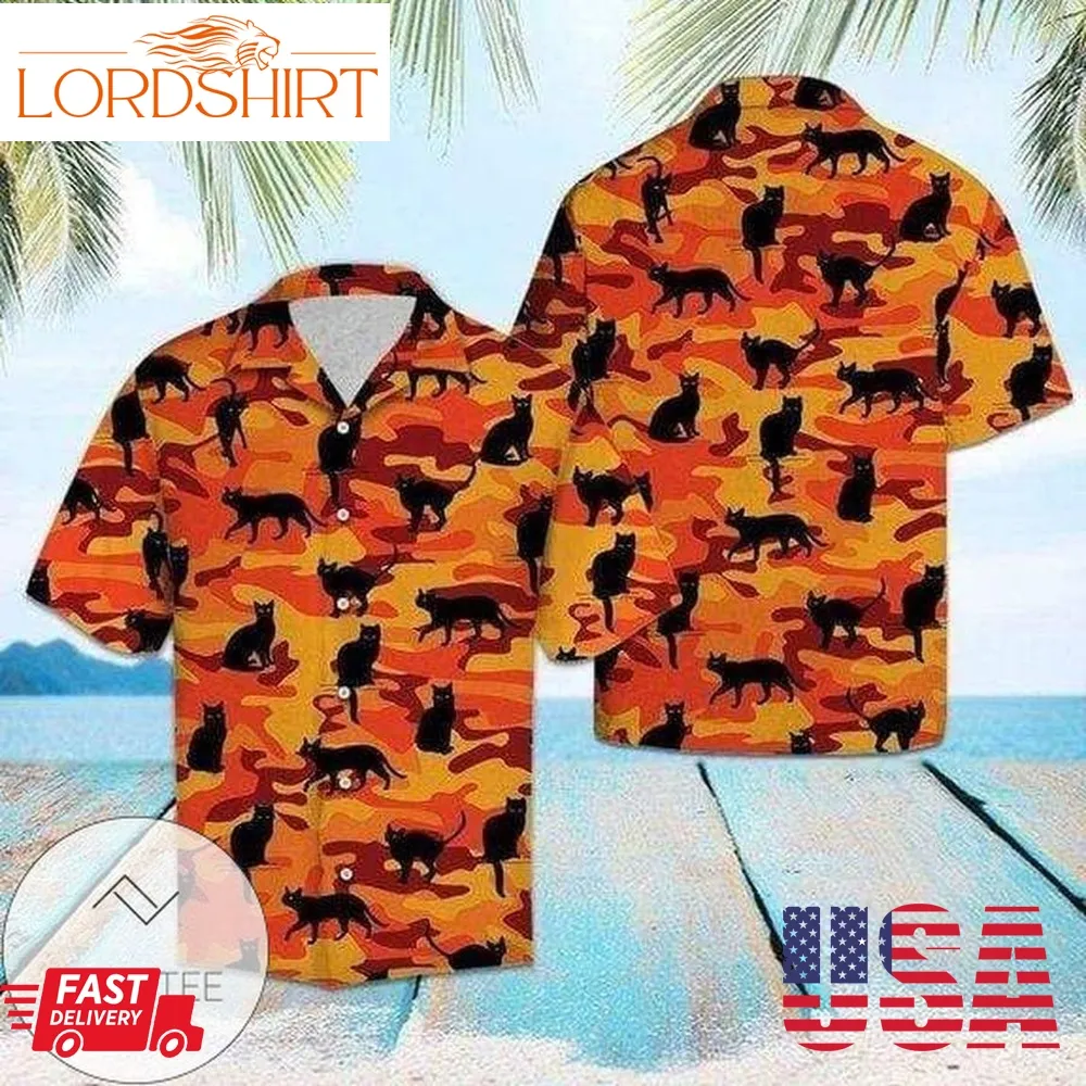 Cover Your Body With Amazing Halloween Black Cat Orange Hawaiian Aloha Shirts Dh