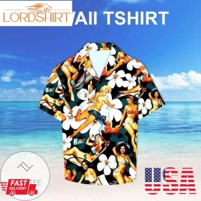 Cover Your Body With Amazing Sexy Girls Retro Orange Tropical Hawaiian Aloha Shirts