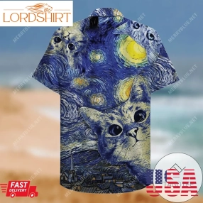 Cover Your Body With Amazing Starry Cats Hawaiian Unisex Shirt