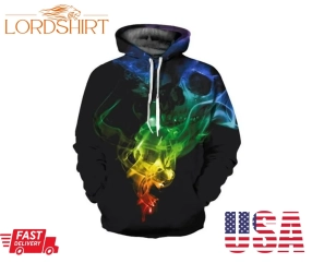 Creative Colorful Smoke Skeleton Skull 3D Halloween Hoodie