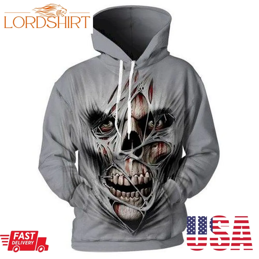 Creepy Skull Men And Women 3D Full Printing Hoodie