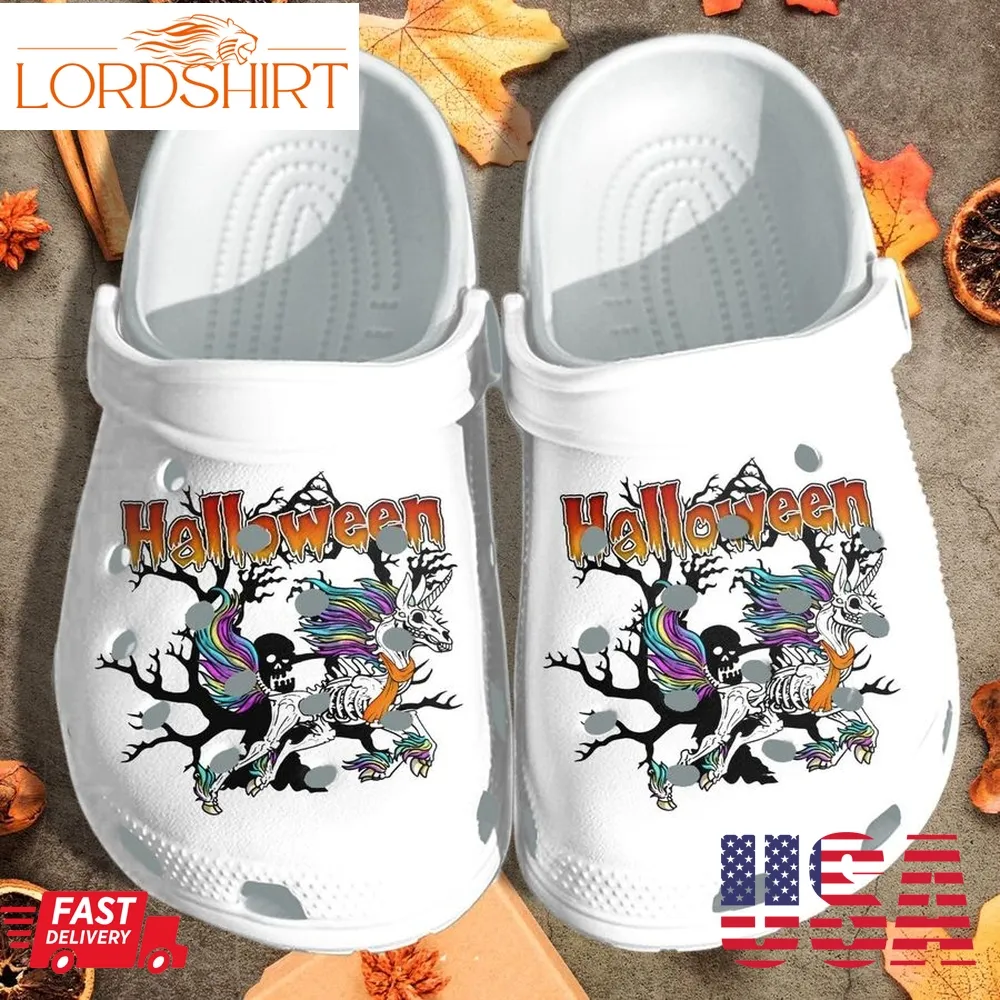 Creepy Unicorn And Skull Tattoo Funny Crocs Shoes Clog   Halloween Crocs Crocband Clog Birthday Gift For Man Women