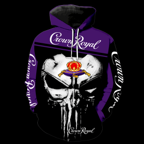 Crown Royal Punisher New Skull Full All Over Print K1184 Hoodie Zipper