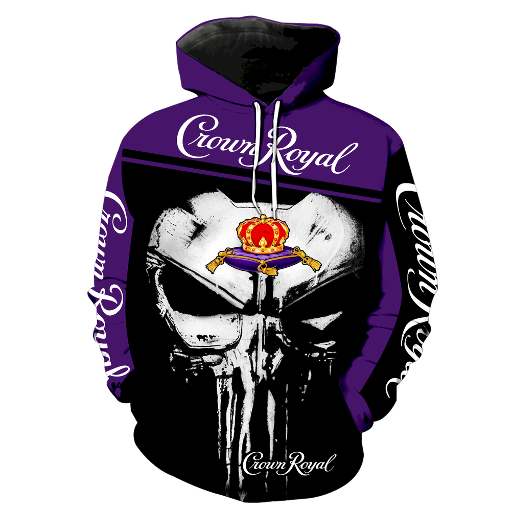 Crown Royal Punisher New Skull Full All Over Print K1184 Hoodie Zipper