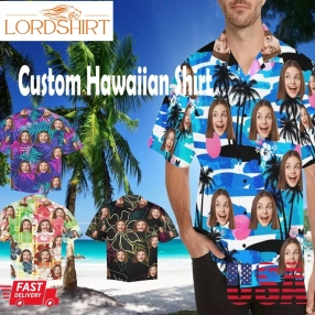 Custom Face Hawaiian Shirt Men's Hawaiian Shirt Button Up Shirt Man Customize Shirt For Him Gift For Him Christmas Gifts