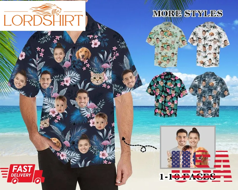 Custom Face Hawaiian Shirt,  Personalized Hawaii Shirt With Any Images, Button Downs Shirt For Men, Gift For Father