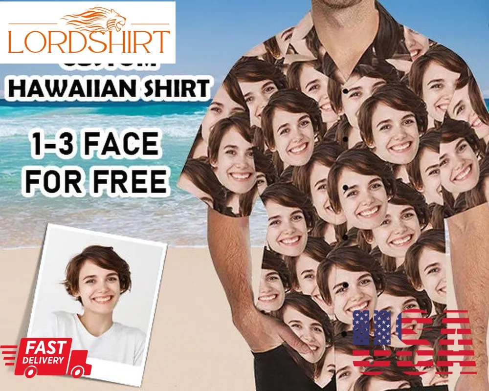 Custom Face Seamless Hawaiian Shir, Personalized Photo Tshirts, Customize Short Sleeve Shirts, Made In Usa, Gift For Husbandboyfriend