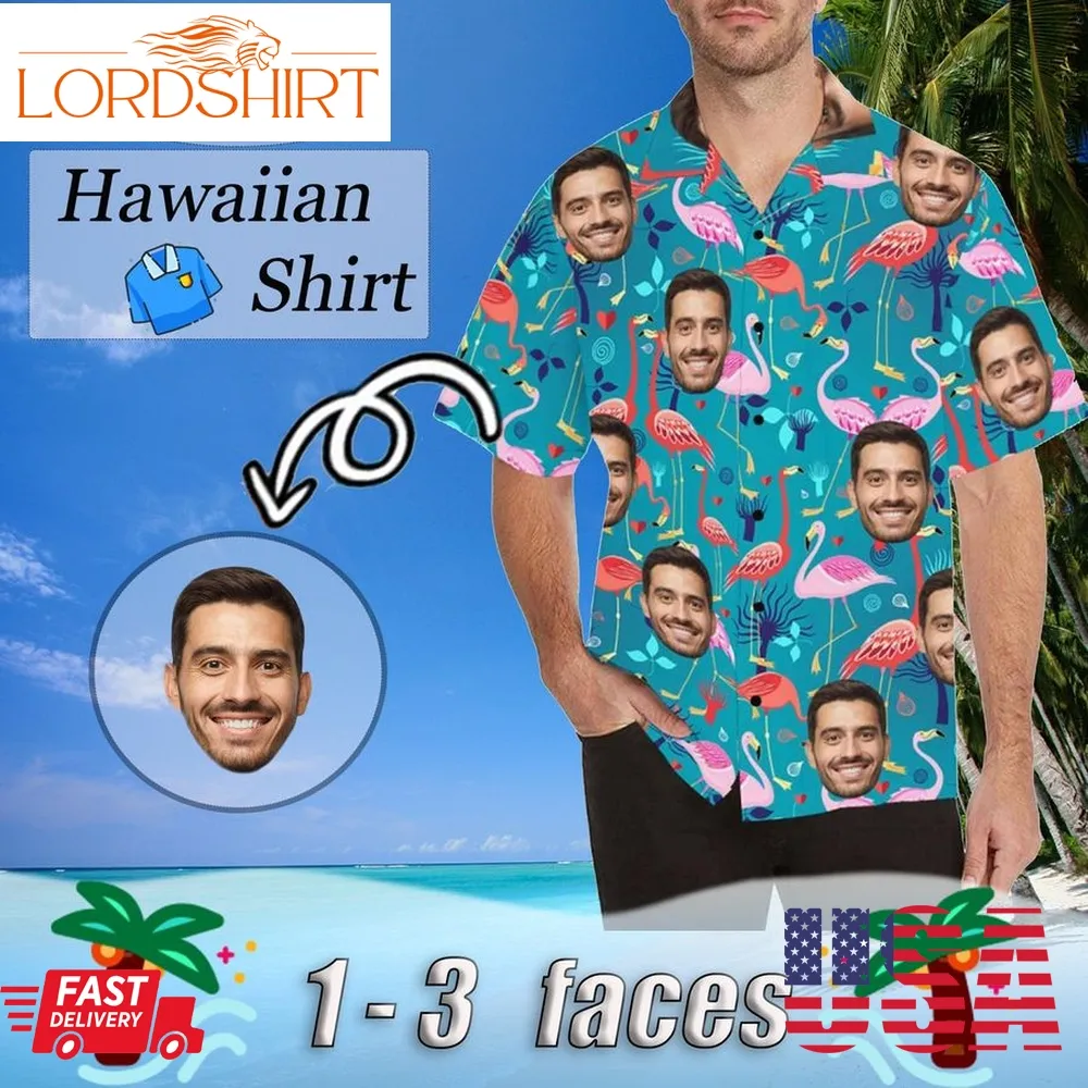 Custom Men's Face Shirt All Over Print Hawaiian Shirt,Summer Personalized Face Short Sleeve Shirts,Send To Family And Friends Best Gift