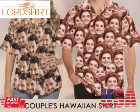 Custom Multi Faced Couple Shirts, Print Couple Faces On Hawaiian Shirts, Personalized Shirt Gifts, Exclusive Couple Shirts, Popular Shirts