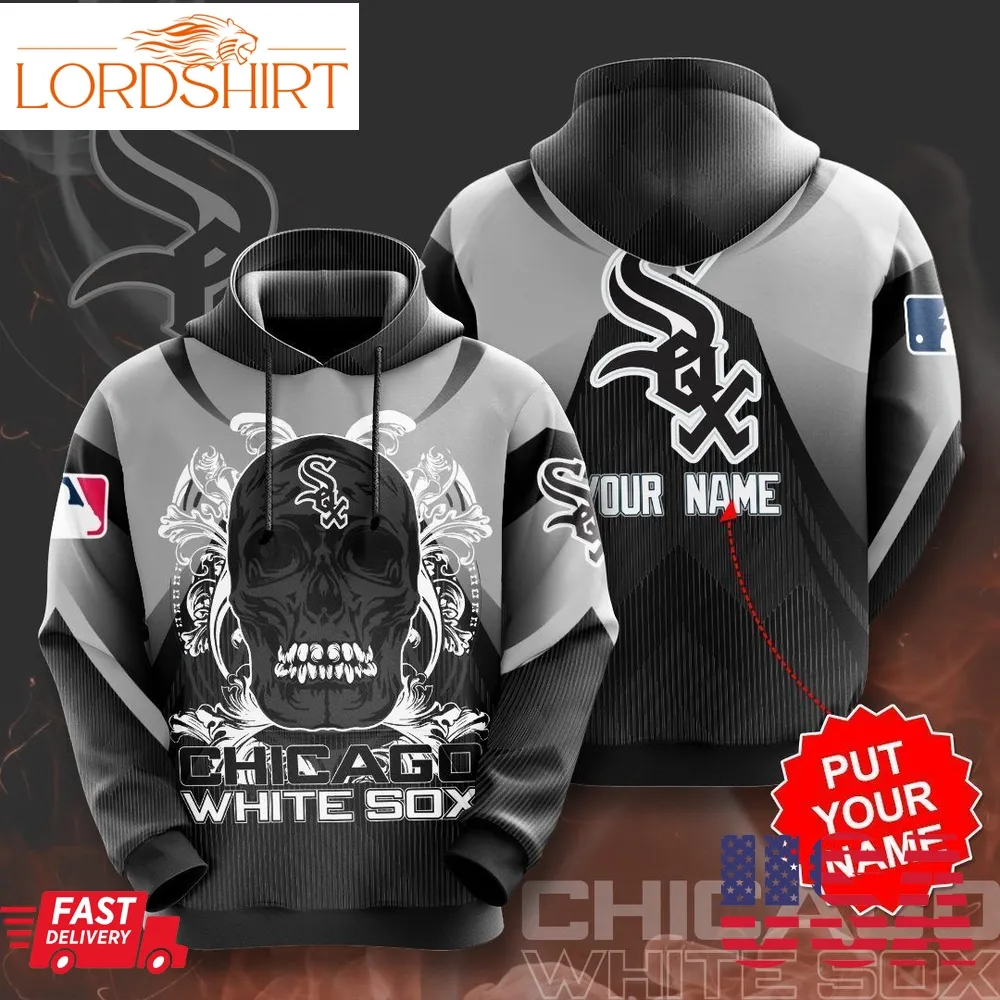 Custom Name Chicago White Sox Skull 3D Hoodie