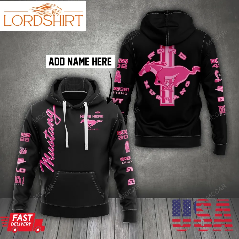 Custom Name Ford Mustang Pink Horse Hoodie