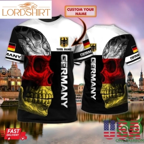 Custom Name Germany Flag Color Skull 3D Tshirt