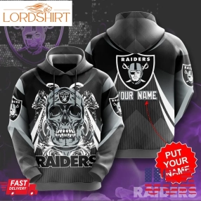 Custom Name Las Vegas Raiders Skull 3D Hoodie