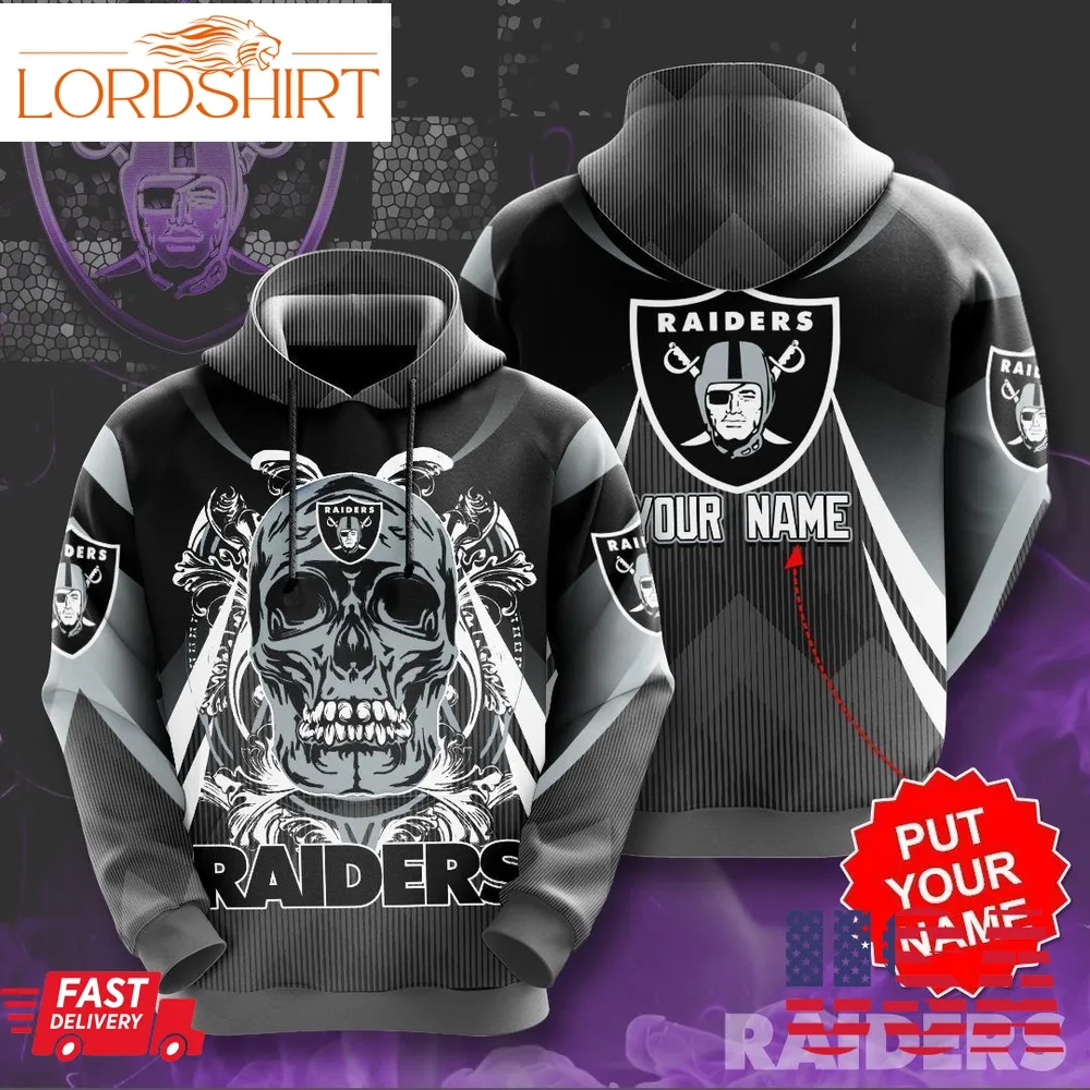 Custom Name Las Vegas Raiders Skull 3D Hoodie