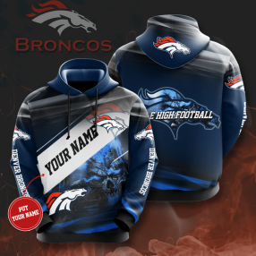 Custom Name Nfl Broncos Denver 3D Skull Hoodie