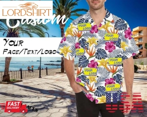 Custom Your Design  Hawaiian Shirt,Personalized Logo Hawaiian Shirt For Husband Boyfriend,Funny Hawaii Shirt Men, Custom Company Shirts