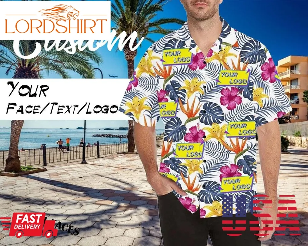 Custom Your Design  Hawaiian Shirt,Personalized Logo Hawaiian Shirt For Husband Boyfriend,Funny Hawaii Shirt Men, Custom Company Shirts