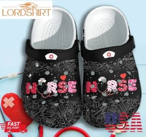 Cute Black Nurse Shoes Clogs Crocs Gift For Graduation   Lnurse009