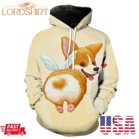 Cute Corgi Butt Funny And Cute Dog Hoodie 3D