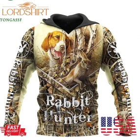 Cute Dog Hunting Hunting Rabbit Camo Camo 3D Zip Hoodie