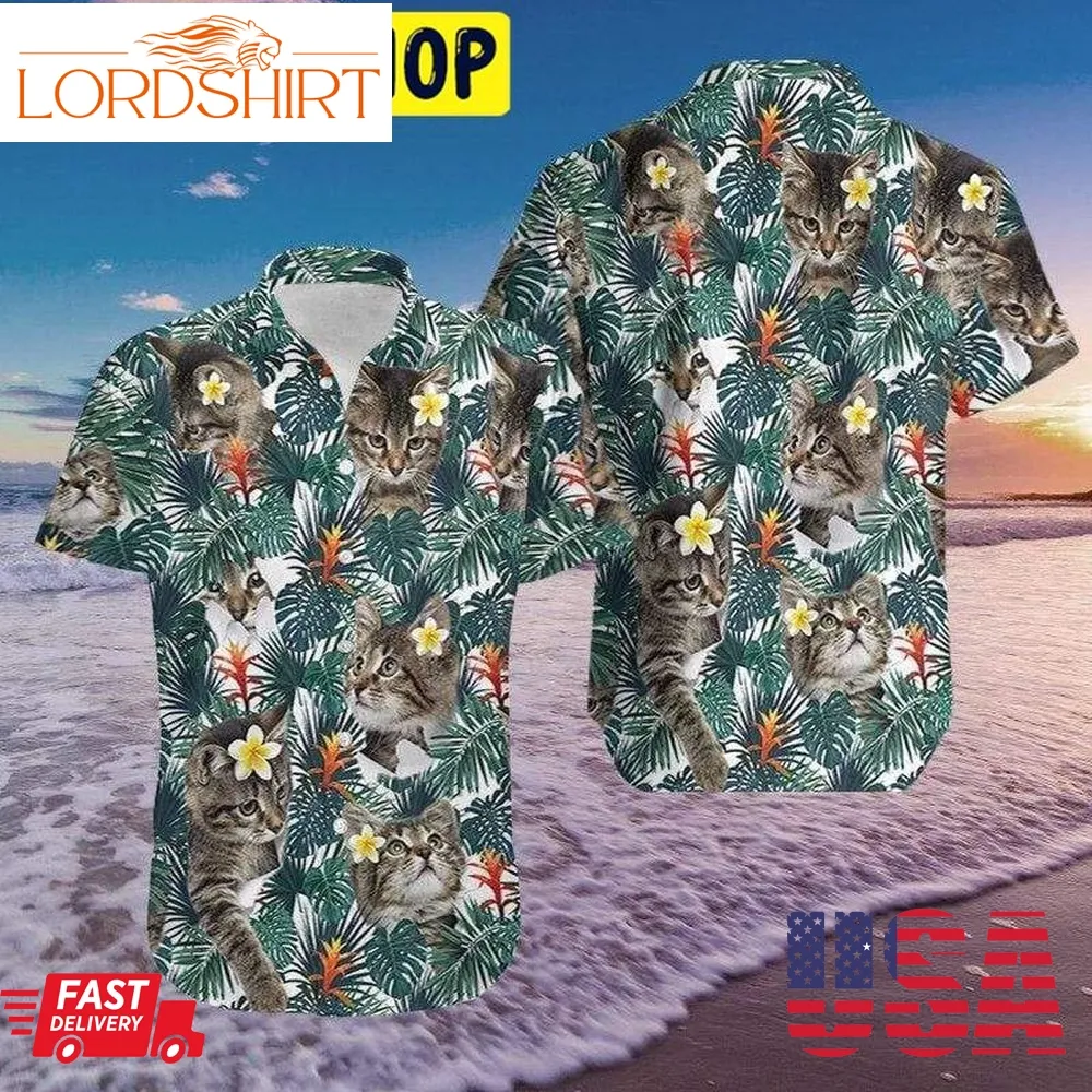 Cute Little Cat Tropical Hawaiian Shirt