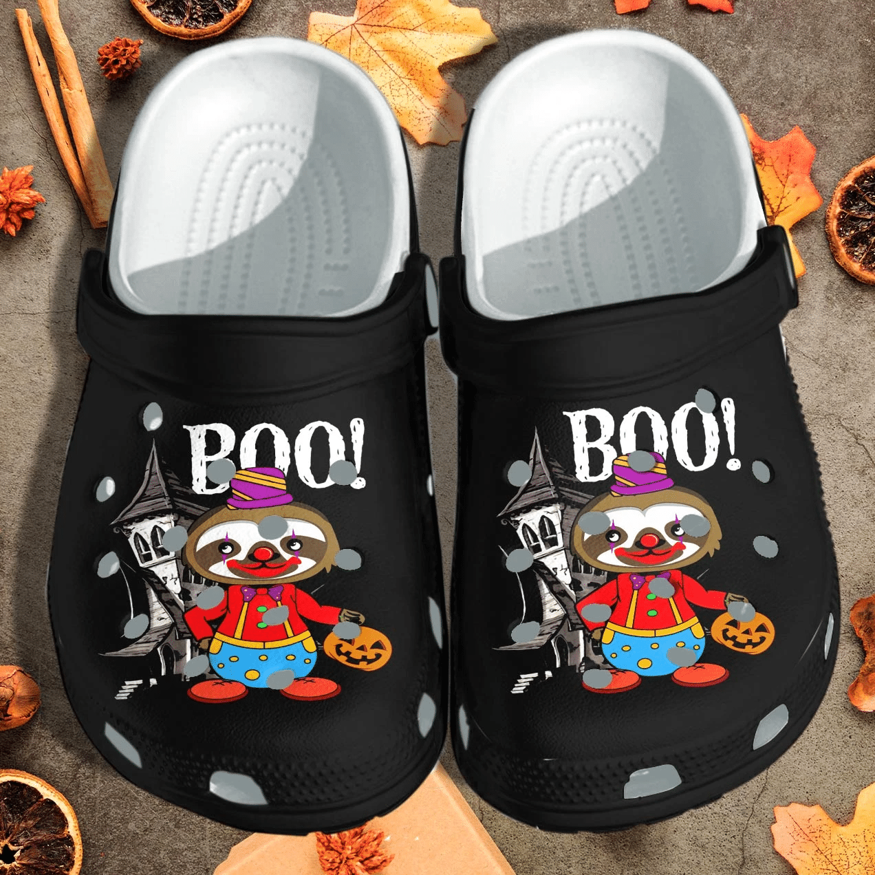 Cute Sloth Joking Clow Halloween Day Shoes Clog   Halloween Jack O Lantern Crocs Crocband Clog Birthday Gift For Man Women