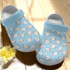 Cute Teeth Blue Shoes Clog   Dentist Crocs Crocbland Clog Birthday Gift For Woman Girl