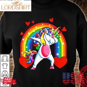 Dabbing Unicorn Hearts Rainbow Shirt Funny Unicorn Gifts For Valentines Day