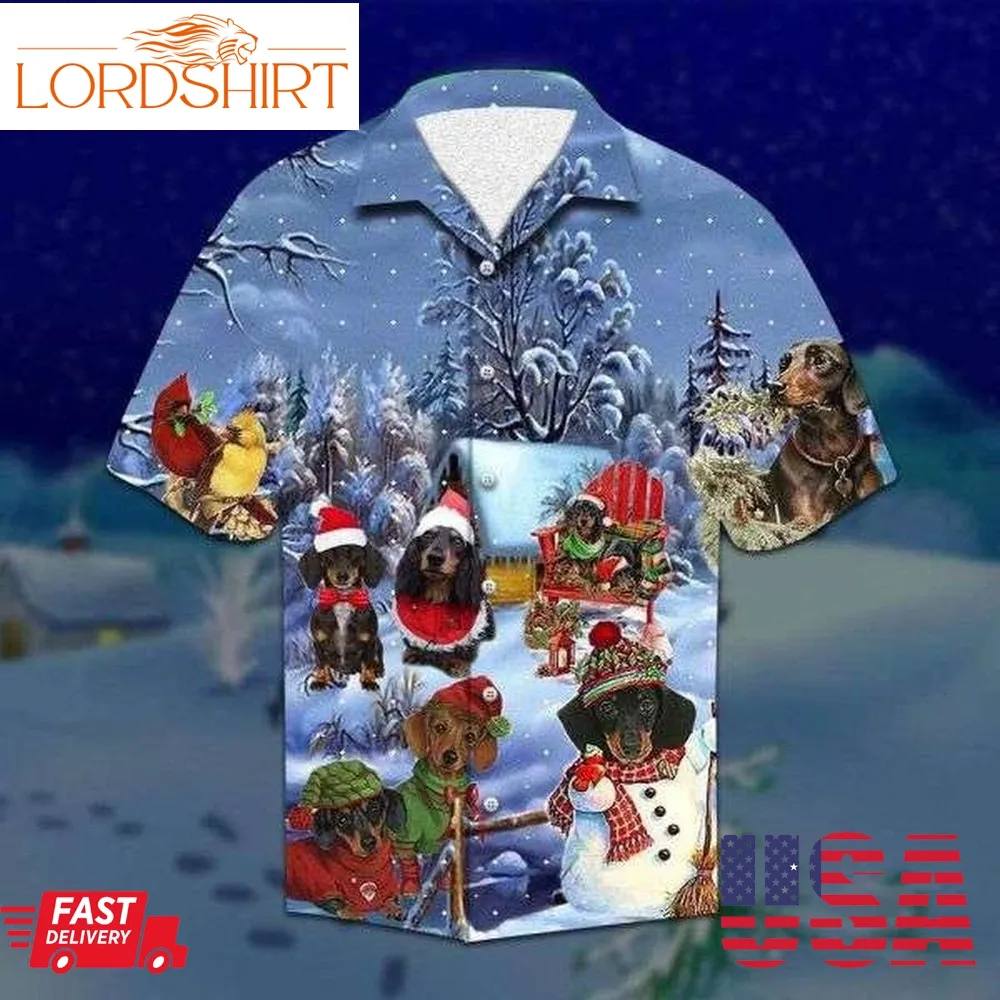 Dachshunds Through The Snow Christmas Hawaiian Shirt