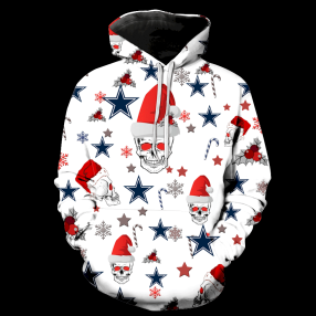 Dallas Cowboys Christmas Skull New Full Over Print K1118 Hoodie Zipper