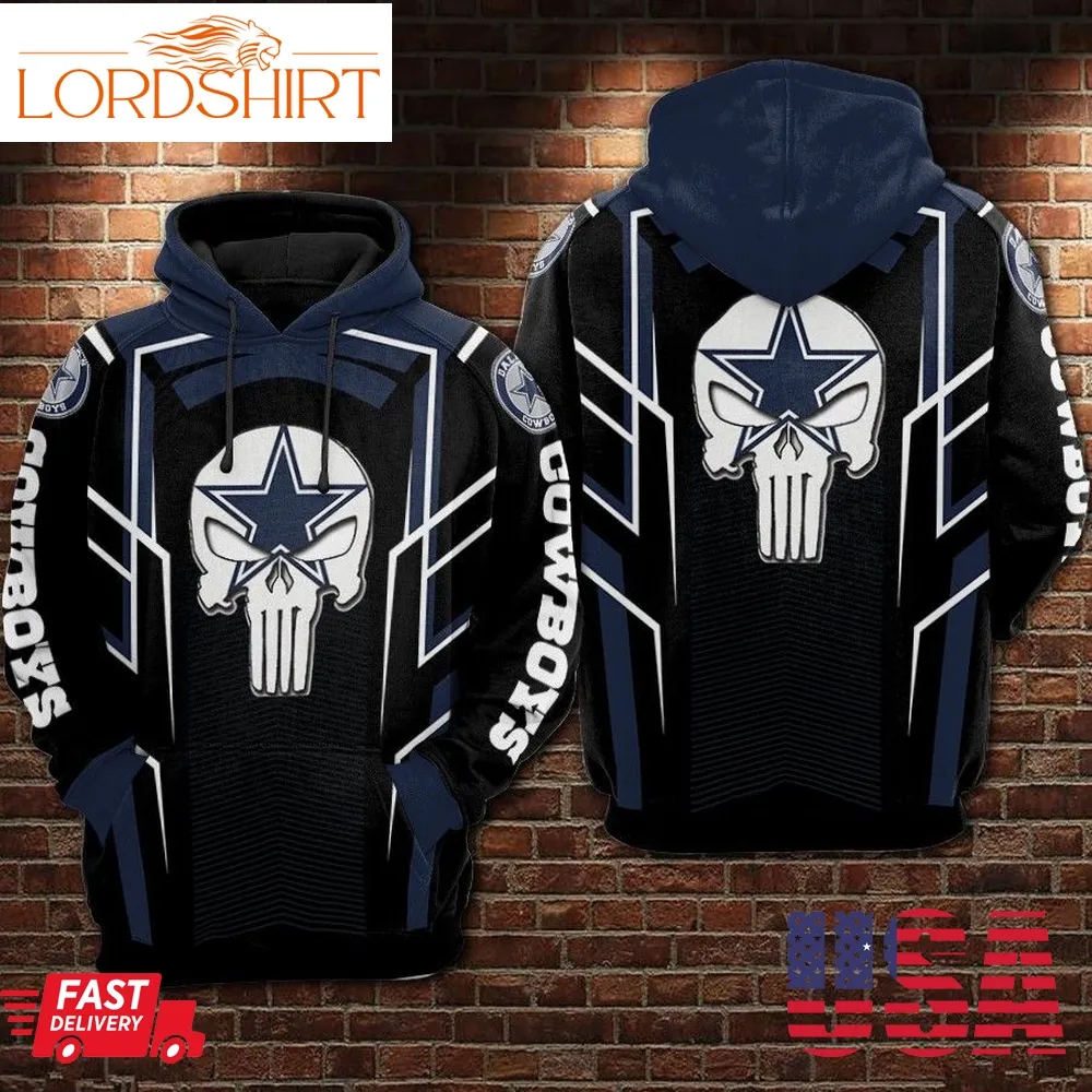 Dallas Cowboys Nfl Football Punisher Skull Star 3D Hoodie Sweatshirt For Fans Men Women Dallas Cowboys All Over Printed Hoodie Dallas Cowboys 3D Full Printing Shirt