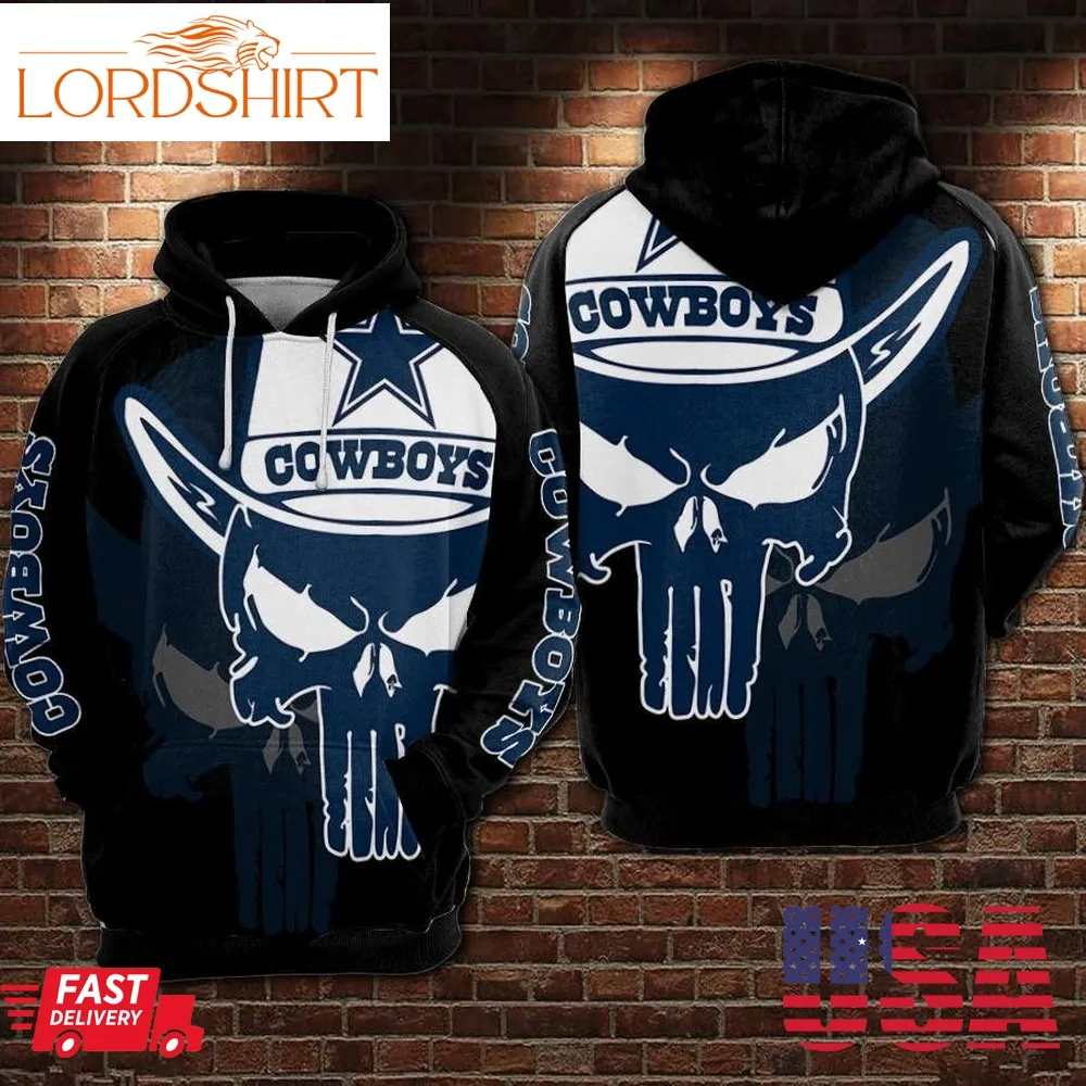 Dallas Cowboys Nfl Punisher Skull Black Men And Women 3D Full Printing Pullover Hoodie And Zippered Dallas Cowboys 3D Full Printing Shirt 2020
