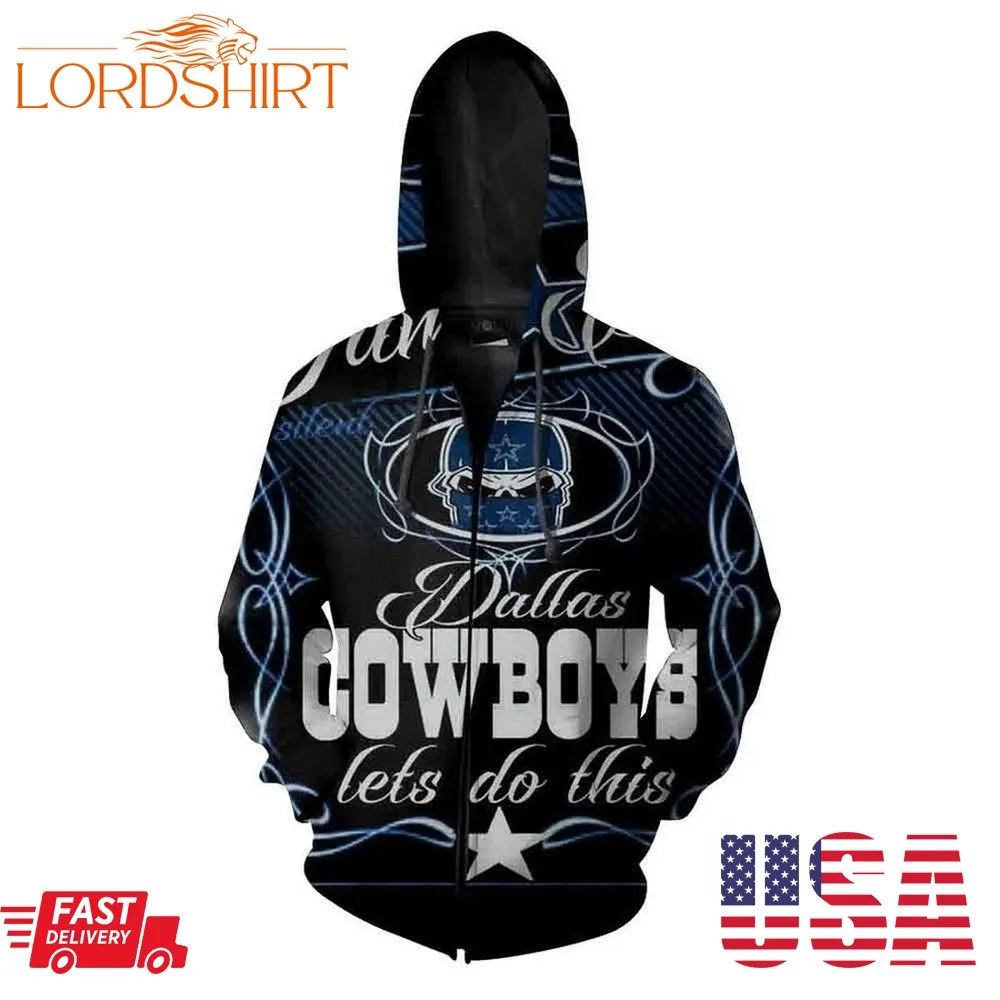 Dallas Cowboys Nfl Skull 3D Hoodie Sweatshirt