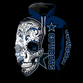 Dallas Cowboys Skull Full Over Print K1081 Hoodie Zipper