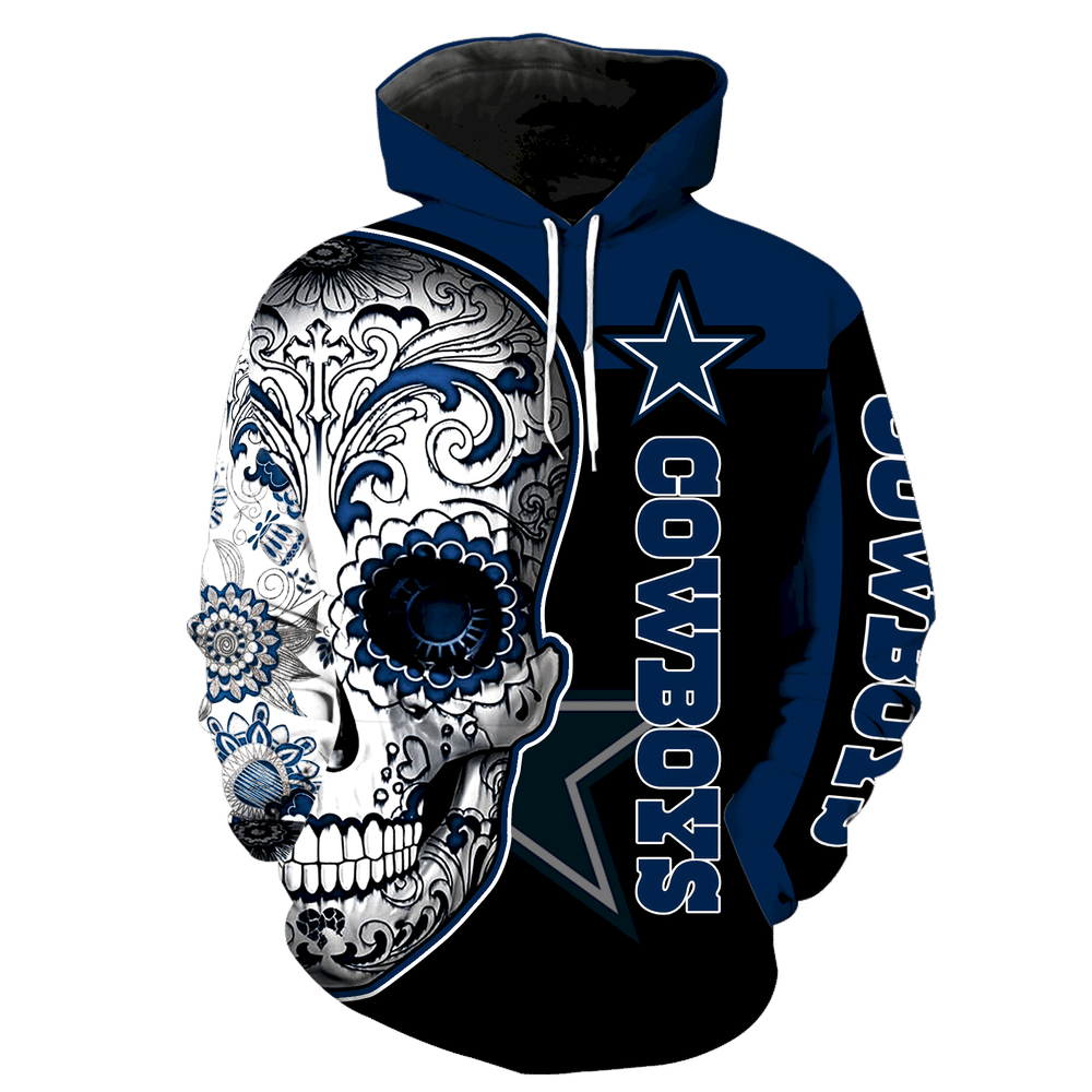 Dallas Cowboys Skull Full Over Print K1081 Hoodie Zipper