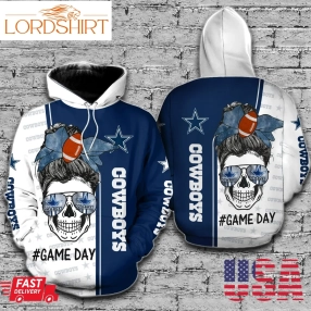 Dallas Cowboys Skull Girl Game Day Hoodie 3D