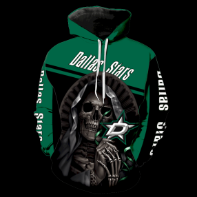 Dallas Stars Skull Full Over Print V1209 Hoodie Zipper