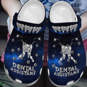 Dental Assistant Shoes Twinkle Clog   Galaxy Teeth Crocs Crocbland Clog Birthday Gift For Man Woman Boy Girl